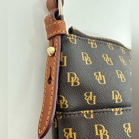 Dooney & Bourke brown Letter Carrier Logo Print Cross Body Bag Purse - Picture 12 of 13